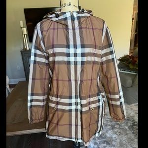 Authentic Burberry Check Hooded Jacket in Signature Brown Check Size 12 US 46 EU